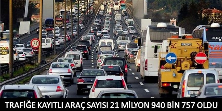 Trafiğe Kayıtlı Araç Sayısı 21 Milyon 940 Bin 757 Oldu