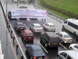 E 5 karayolunda akaryakıt protestosu